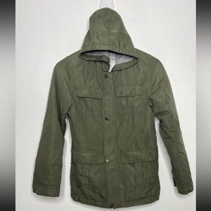 Carters Kid Hooded Utility Jacket Boys Size 12 Green Full Zip Fleece Lined